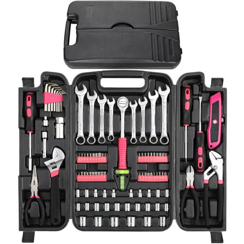 Image of TLGREEN 95-Piece Home Tool Set with Storage Case, Pink