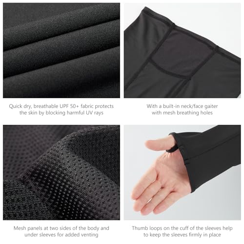 Image of BASSDASH UPF 50+ Men's Long Sleeve Fishing Shirt with Mask UV Neck Gaiter Hoodie