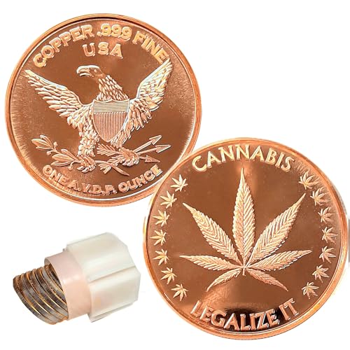Katy Craig 10 lingotes finos de cobre de 1 onza con hojas de cannabis 999 suministradas en envase