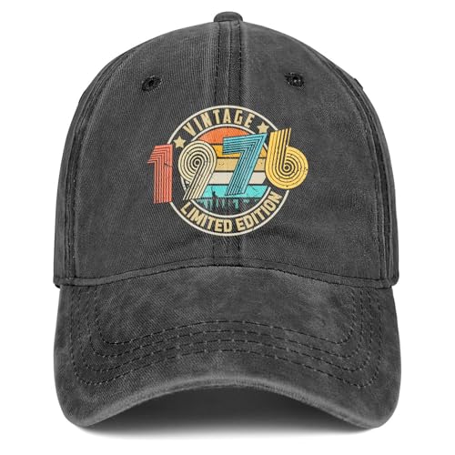Image of 50th Birthday Gifts for Men Him Women Her 1976 Baseball Cap Hat | Vintage 1976 Baseball Cap Hat 50th Birthday Decorations for Women Men Her Him 50th Birthday Party Favors