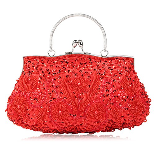 Pochette de soirée rouge à paillettes pour briller lors de vos mariages et galas