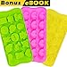 Silicone Chocolate Candy Molds | Jelly Gummy Pudding Ice Cake Soap Ganache Baking Mold | Bonus eBOOK + Small Bags + Spatula | Non stick BPA free Professional Decorating | Set of 3 Many Cute Shapes