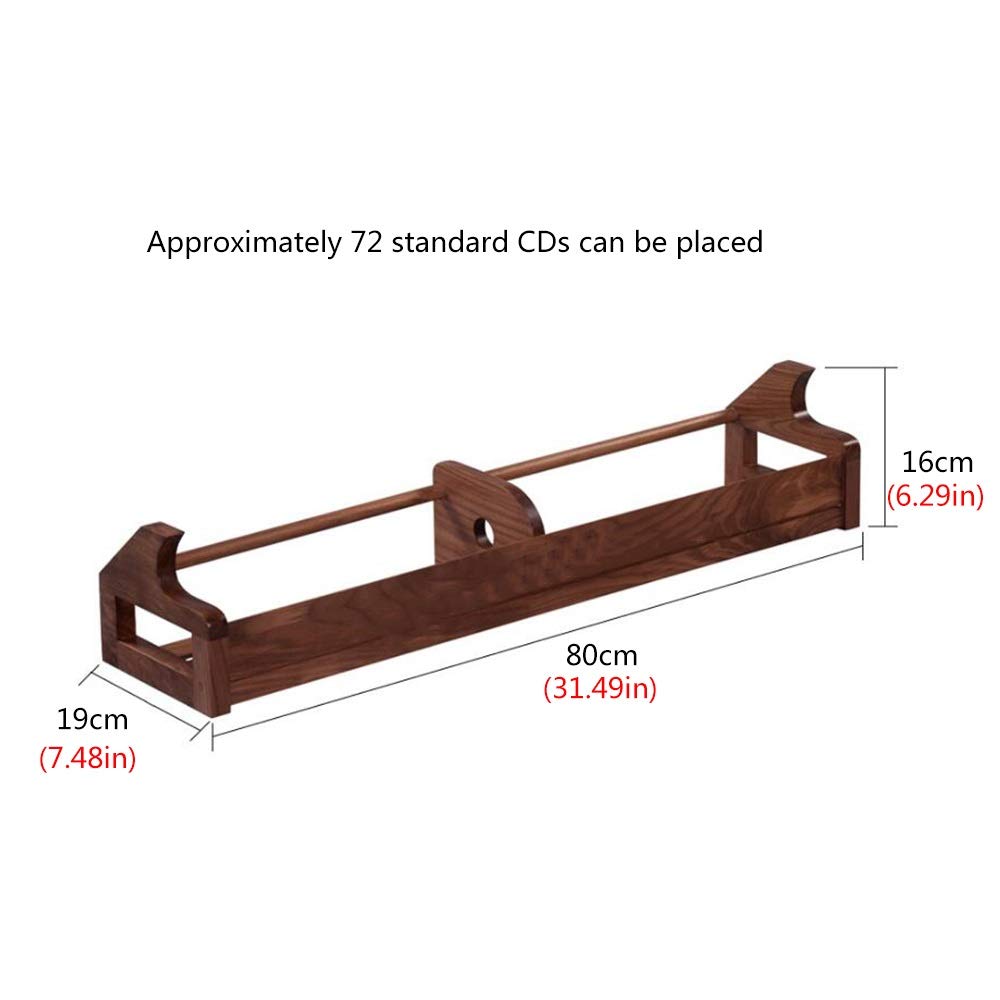 Schwebende Regale, modernes CD-Medien-Regal, Aufbewahrung, ausziehbar, 80 cm, schwarzes Walnussholz-Regal für 72 Standard-CD-Alben, 