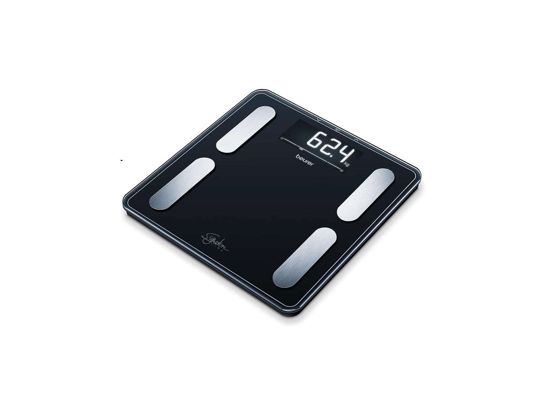 Beurer BF 400 black Báscula diagnóstica Signature Line, análisis corporal preciso para hasta 10 personas, con pantalla LCD inversa extra grande, capacidad de carga de hasta 200 kg