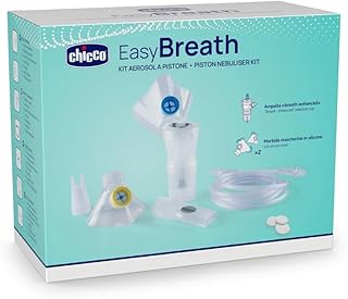 Chicco Easy Breath Kit Para Aerosol, Kit Compuesto por una Mascarilla Pediátrica y una Para Adultos, Ampolla Breath Enhanced, un Tubo de aire, Boquilla, Pinza Nasal, Filtros de Recambio, 0m+