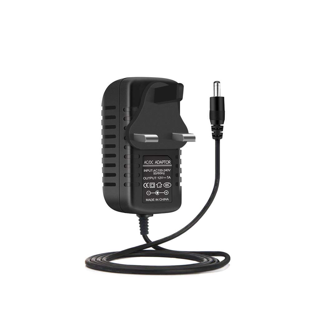 12V 1A Power Adapter (12W) - UK 3-Prong Plug - DC Barrel Connector - Compatible with LED Strip Lights, LCD Monitors, CCTV
