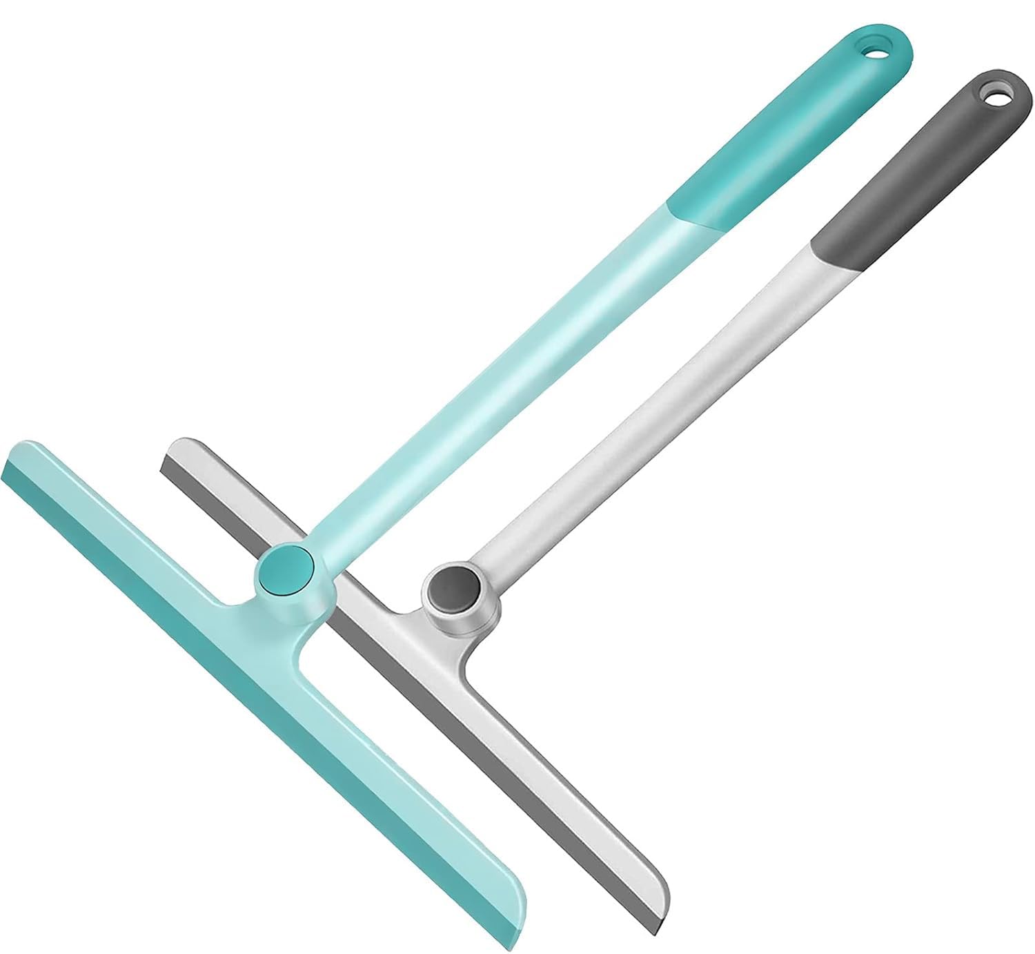 WONDAY Shower Squeegee for Glass Doors Tile and Walls 2 Pack Squiggy Bathroom Windows with 360° Rotation Rubber Blade (Greengrey)