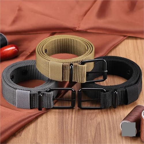 2pcs Men's Belt Canvas Pin Buckle Leather Belt Outdoor Sports Belt Jeans Belt for Men for Business(110cm,Coffee)4