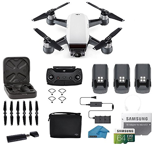 DJI Spark Intelligent Portable Mini Drone Quadcopter, Fly More Combo, with Must Have Accessories, 2 Batteries, 64 GB SD Card (Spark 3 Battery Bundle)