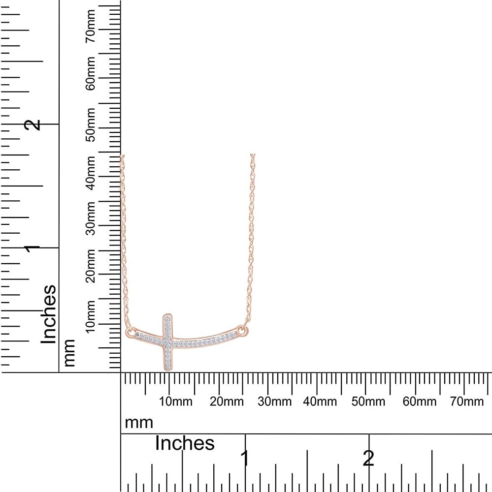 1/10 Ct Natural Diamond Sideways Cross Pendant Necklace in 14K Gold Over Sterling Silver - Image 6