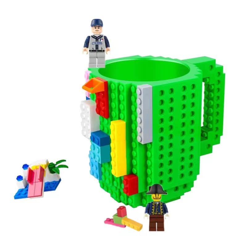 VETSKY Build-on Brick Mug,Novelty Creative Mug, Fun Coffee Cup , Novelty Kids Party Cups for Christmas,green