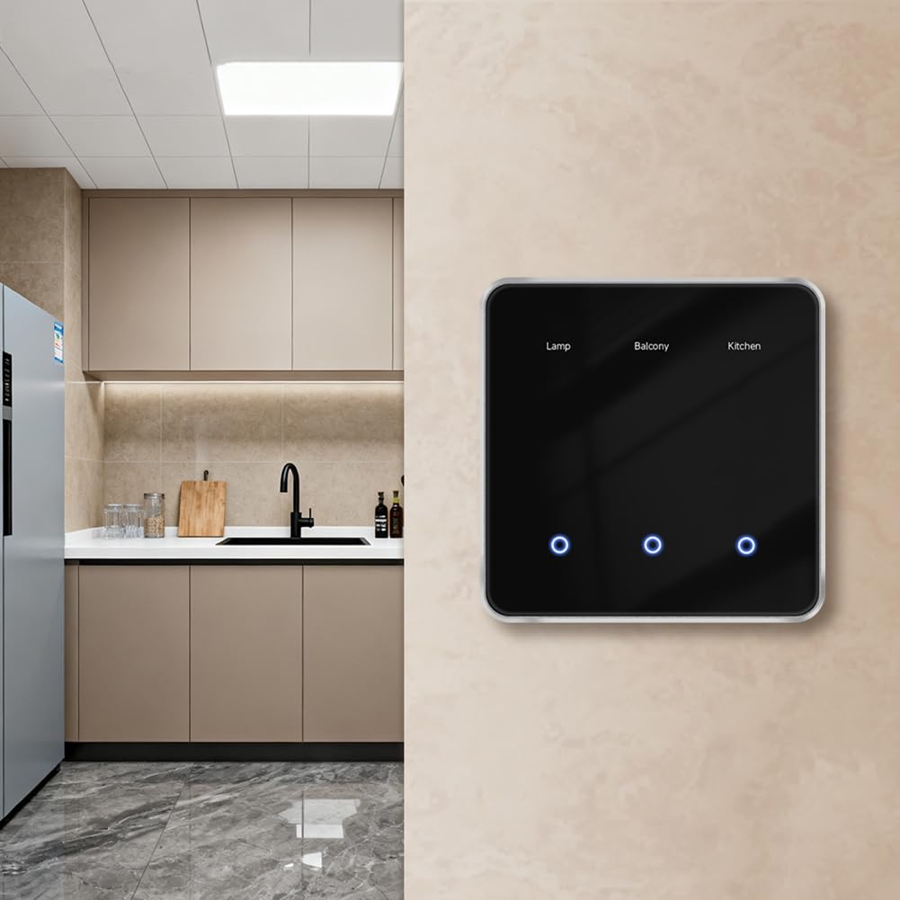 Interrupteur Zigbee DIY avec Nom, Panneau Tactile Noir, Compatible avec L'Application Tuya Smart Life