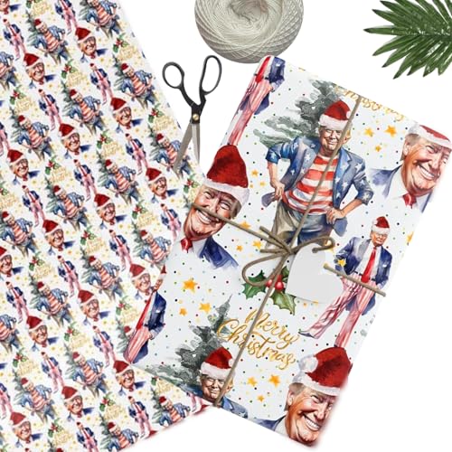 Jefuzh Trump Wrapping Paper Christmas-Trump Wrapping Paper, President Gift Wrap for Christmas (A,30″x 36″) (A)