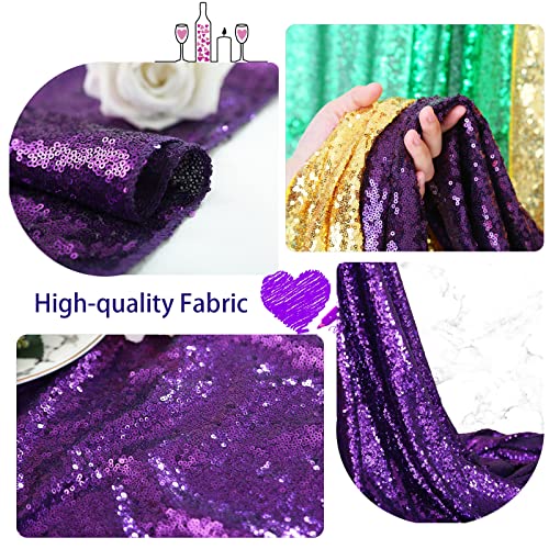 Image of B-COOL Glitter Tablecloth Halloween Table Cloths Purple Sequin Tablecloth for Wedding Birthday Banquet Decorations Dessert Cake Table Fabric Carnival Square Tablecloth