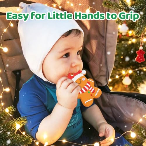 Image of Baby Silicone Christmas Gingerbread Man Teether,Sensory Chew Toys