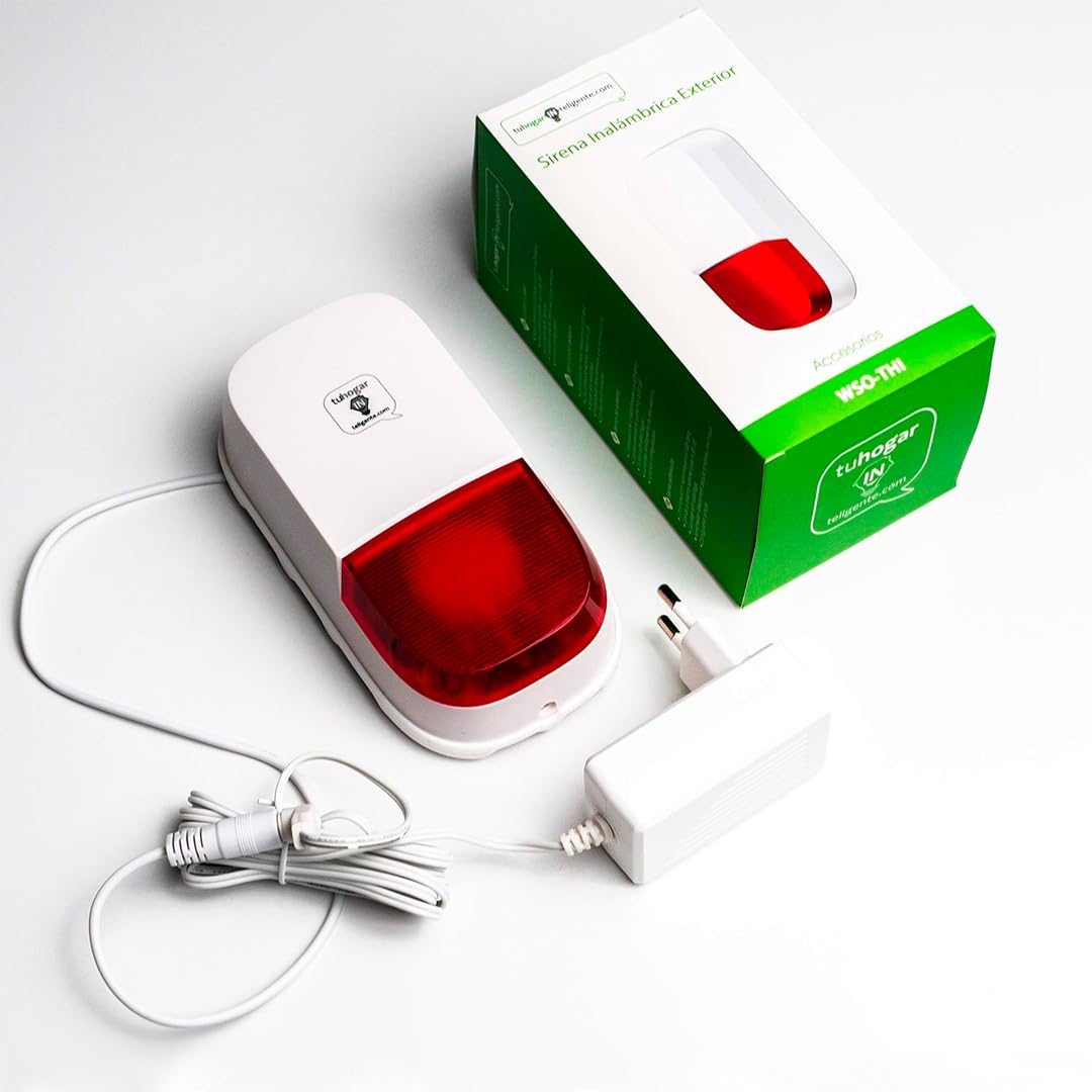 Zewnętrzna syrena antywłamaniowa z dźwiękiem 95 dB | Zawiera adapter 12 V i baterię zapasową | Obowiązuje do użytku jako autonomiczny system alarmowy
