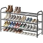 LINZINAR Shoe Rack 3 Tier Long Metal Shoe Organizer for Closet Entryway Black