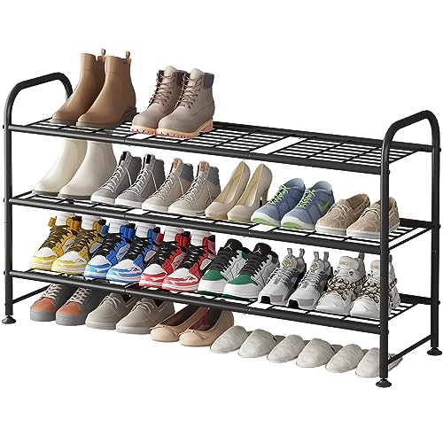 LINZINAR Shoe Rack 3 Tier Storage Organizer for Closet Entryway Metal Black