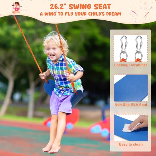 Amictoy Swing Set for Backyard with Stand - Heavy Duty 440lbs Metal A-Frame Outdoor Playset with 32\" Saucer Swing & 26.2\" Seats - Thumbnail 5