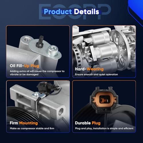 Image of ECCPP AC Compressor with Clutch 2001-2004 Fit for Nissan Frontier Xterra 3.3L Air Conditioning Compressor