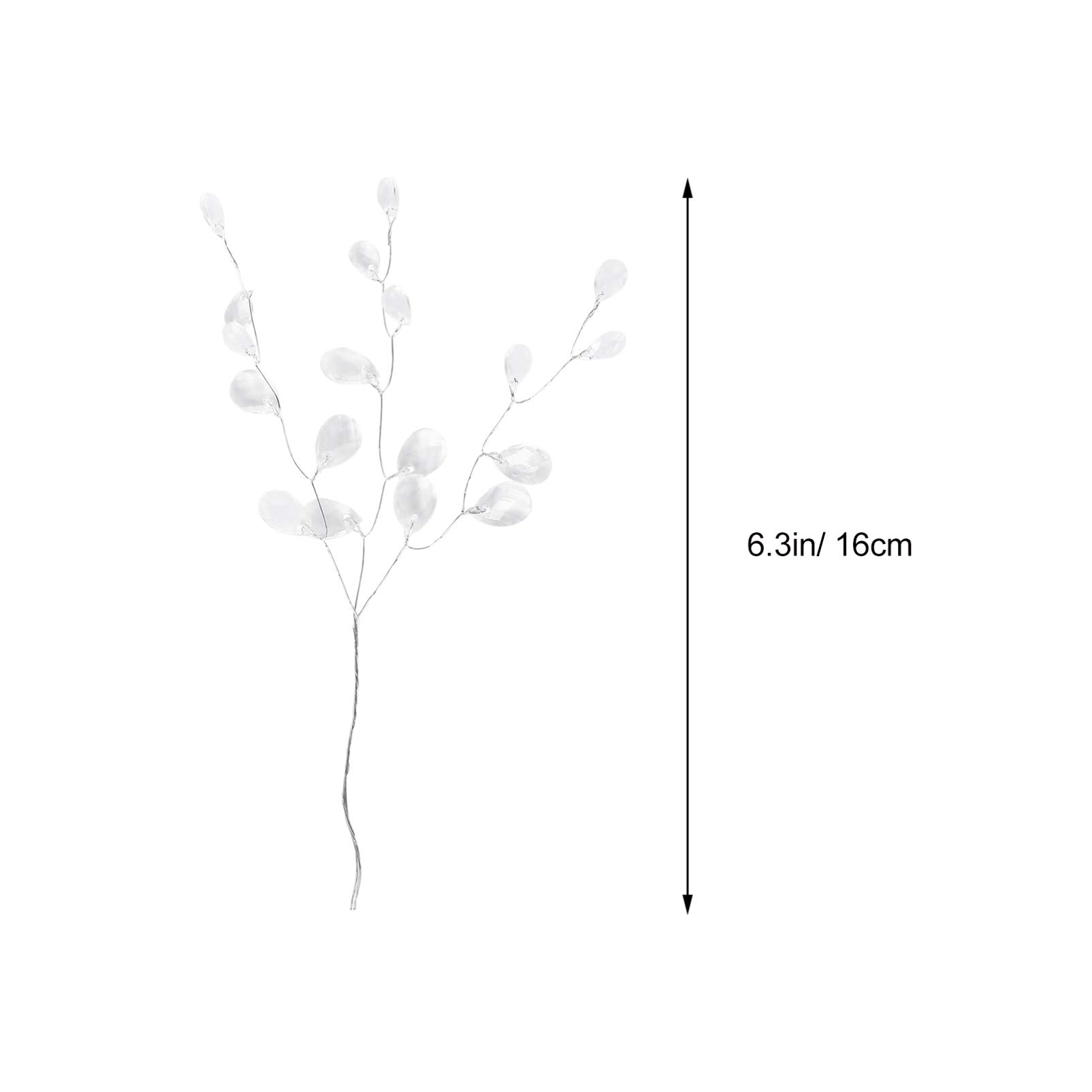50pcs Acrylic Crystal Drop Beads Stem Artificial Flower Stem Crystal Acrylic Bead Drop for Wedding Party Decor (White) - Image 2