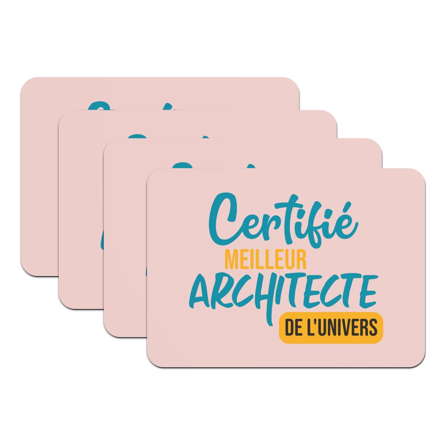 Lot de 4 sets de table rose en caoutchouc design architecture grand format