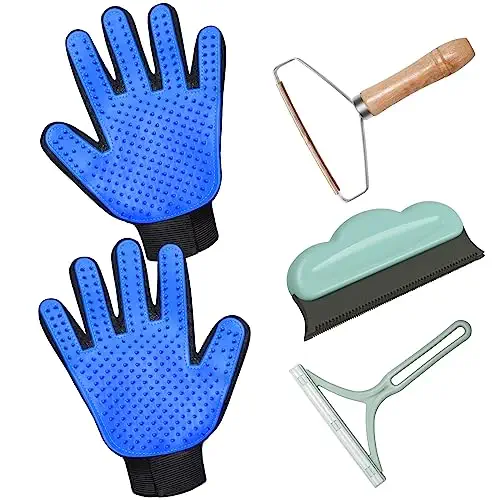 LIONROGE Cat Grooming Glove Brush,Pet Hair Remover Tool,Reusable Dog Hair Fur Remover for Carpet,Furniture,Couch,Clothes,Eco-Friendly and High efficiency Tangles,Promote Circulation