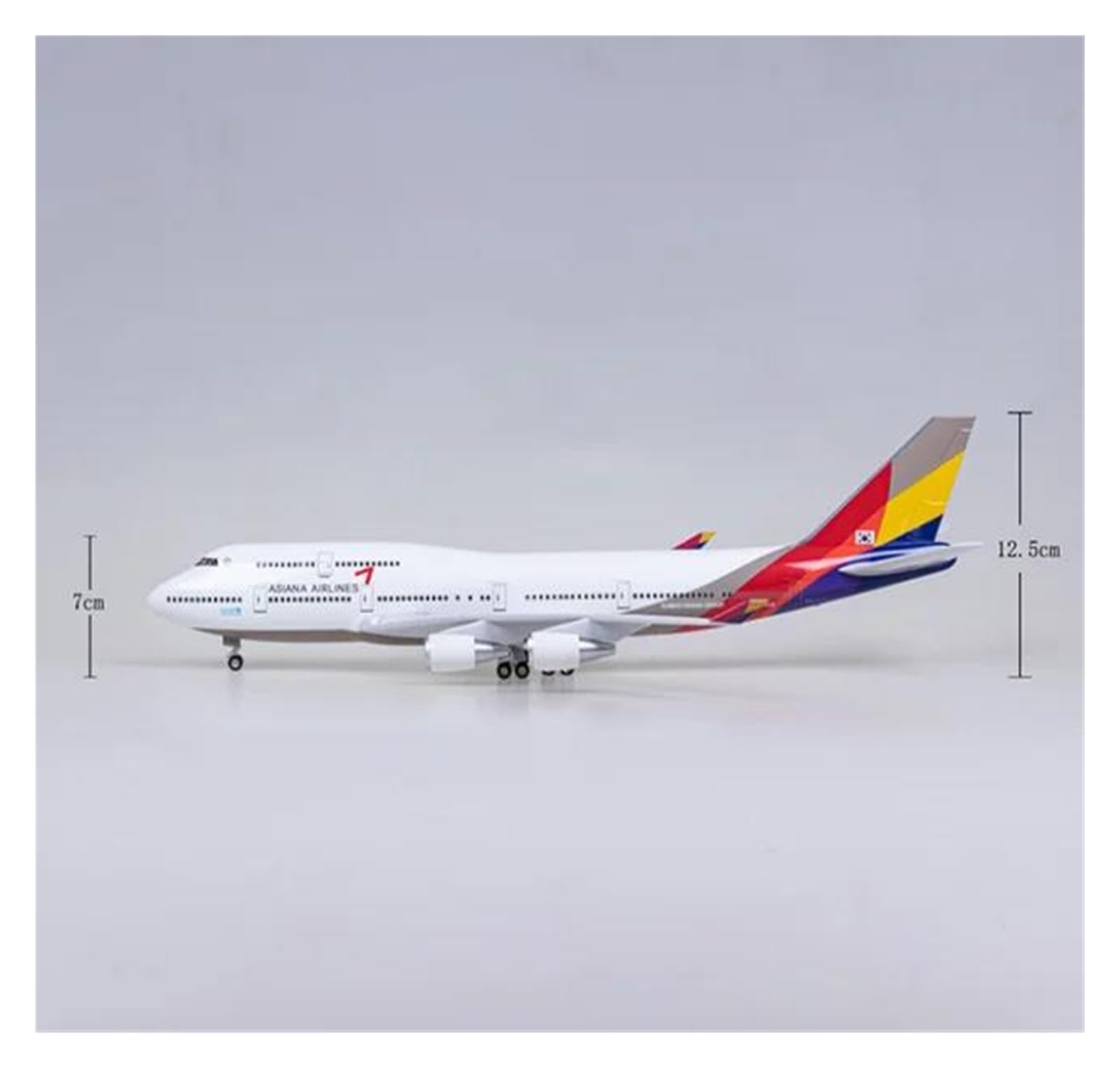 Imprescindible para coleccionistas Modelos de Aviones a pequeña Escala 1/160 para avión de 47 CM B747 ASIANA Coreana W Luz LED Kit de construcción de Modelo de decoración de Ventiladores de avión de