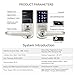 GEKRONE Smart Fingerprint Lock with Lever Handle, Keypad Touchscreen Keyless Entry Front Door Knob, APP Control Biometric Electronic Digital Deadbolt Set