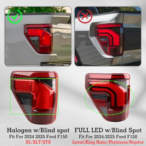YEQSHNG LH Halogen Tail light W/BLIS Not Include Model&Onboard Scales Assembly Compatible With 2024-2025 Ford F150 XL/XLT/STX/Tremor Rear Tail Lamp Left Driver Side Replacement RL34-13B505-B by YEQSHNG - Used condition - Image 2