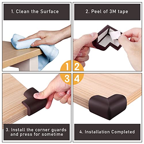 Image of Safe-O-Kid (Pack of 10) Extra Soft NBR Foam Safety Corner Guards with Strong 3 M Adhesive- Extra Safe, BPA Free, Non-Toxic and Elegant,Soft & Safe, Furniture Protectors - D-Brown