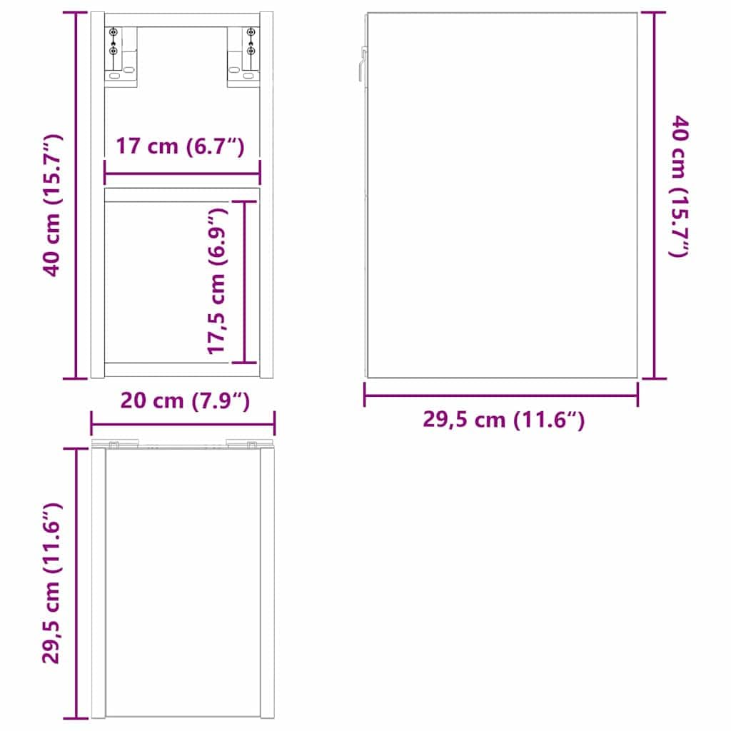 Hängeschrank Beton Grau 20 x 29,5 x 40 cm Holzwerkstoff modernes Design vielseitige Aufbewahrung langlebig für Küche, Esszimmer, Vorratsschrank, Organizer, Stauraum