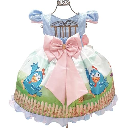 Vestido Infantil Temático Galinha Pintadinha Luxo Festa E Tiara (4)