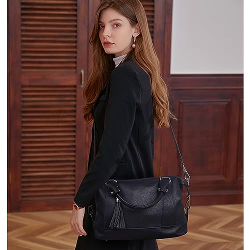 Image of HESHE Womens Genuine Leather Purse Satchel Tote Bags Ladies Real Leather Bags Crossbody Handbags