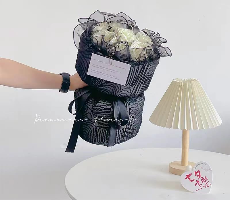 Miniatura 6 de 5 yardas con cuentas de organza con volantes de encaje para decoración de espejo, ramo de cortinas de encaje para el hogar, ramo de flores, encaje