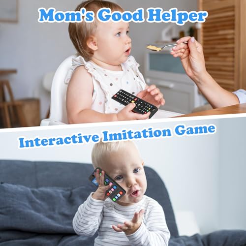 Image of Baby Teether Toy Play Phone and TV Remote Control Shape Teething Toys for Babies 3-24 Months, Chew Toys for Infants Teething Relief, Freezer BPA Free
