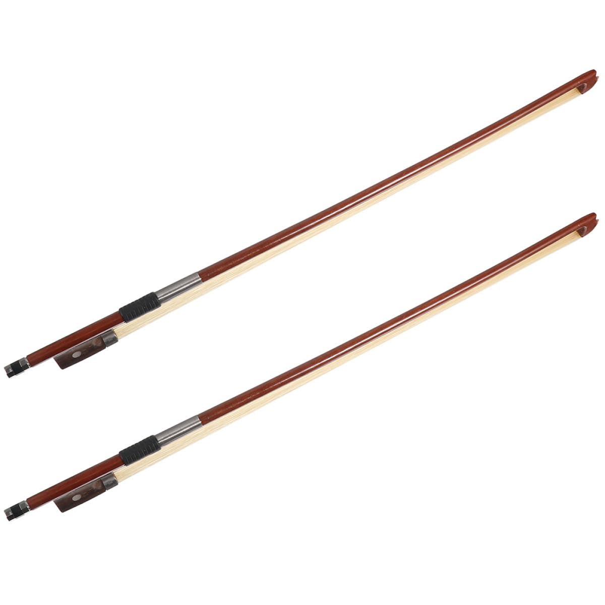 Vaguelly 2Pcs 1/8 Size Violin Bow Replacement Set with Natural Horsetail Hair Wood Bow for Students and Beginner Violin Accessory