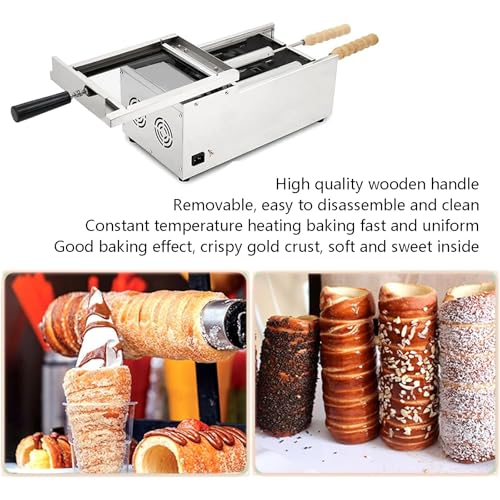 GESAIDES Commercial Electric Chimney Cake Oven with 2 Pcs Roller, Hungarian Cake Pop Roller Machine, Ice Cream Cone Grill Maker, for Restaurant Home Kitchen Snack Bar - Image 9