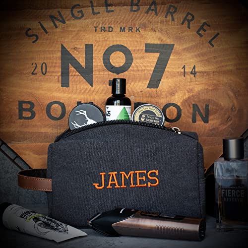 Embroidered - Handcrafted Personalized Toiletry Bag for Men Custom w/Name - 5 Canvas & 8 Thread Color - Gifts for Men4