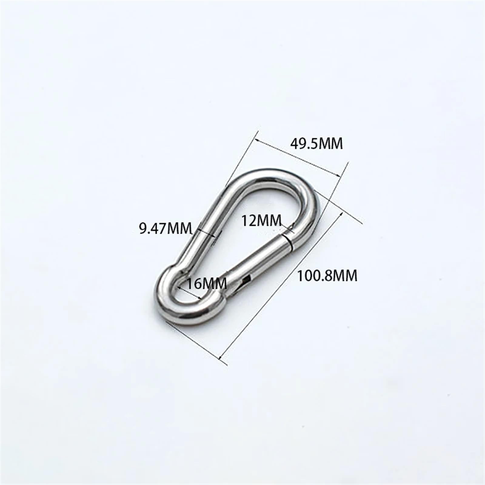 Moschettone, 1 pz 304 316 acciaio inossidabile moschettone gancio a molla fibbia portachiavi(M10 X 100mm,304 Stainless Steel)
