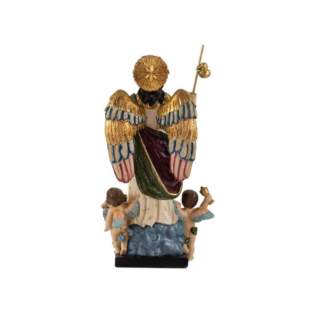 Arcángel San Rafael figura 15 cm. resina peana decoración