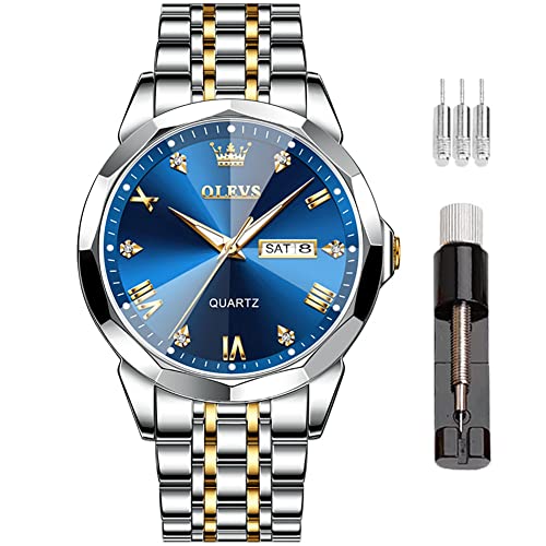 Image of OLEVS Men Multifunction Watch, Multi Dial Waterproof Luminous Chronograph Watch with Date,Stainless Steel Watches