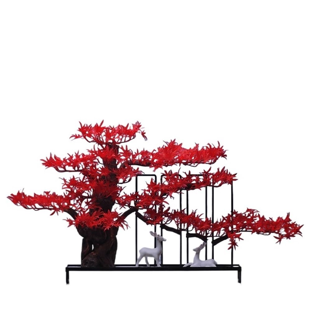 TEESONG Bonsai Tree Pot for Fake Tree Entrance Welcoming Pine Simulation Office Desktop Home Living Room Zen Hotel Sample Decorative Ornaments Greenery Decor(C)