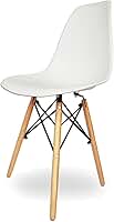 Cadeira Charles Eames Eiffel Branca - Design Icônico com Base de Madeira e Conforto Escritex