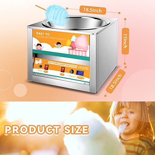 Newhai Commercial Cotton Candy Machine Electric Candy Floss Maker 18.5Inch 1200W Stainless Steel Sweet Sugar Candy Floss Maker for Cotton Candy Seller or Various Parties - Thumbnail 5
