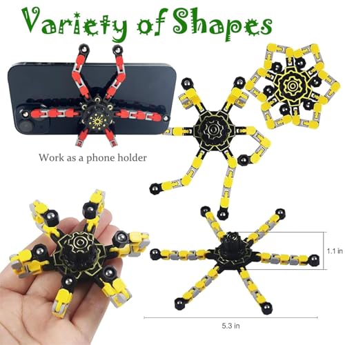 10 Pcs Transformable Fidget Spinner, Fidget Toys Bulk for Adults, Transformable Chain Robot Finger Toy DIY Deformation Robot Mechanical Spinners Stress Relief Fidget Toy for Teens Adults - Image 3