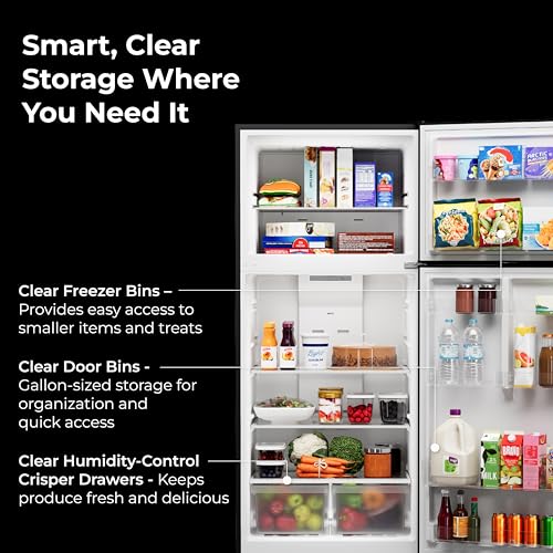 Image of Kenmore 30 inch Top Mount Refrigerator with Freezer - Adjustable Shelving, Humidity-Controlled Crispers, LED Lighting, ENERGY STAR Certified, Garage Ready, 20.2 cu. ft. Capacity - Black