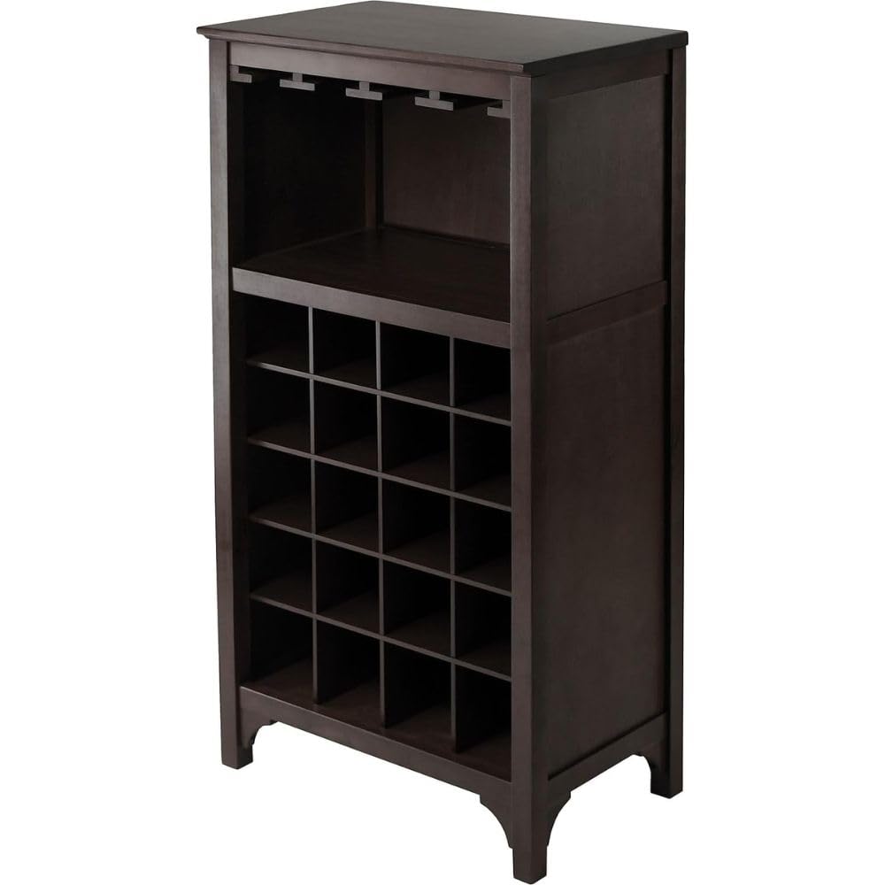 Oakestry Ancona Wine Storage Cabinet Dark Espresso Finish Elegant Furniture Piece for Dining Room Living Room or Kitchen Constructed from Premium Composite Wood with Sturdy Framework Smooth Surface