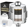 Shower Head Filter for Hard Water - 20 Stage+ 2 Replacement Cartridges - Chrome