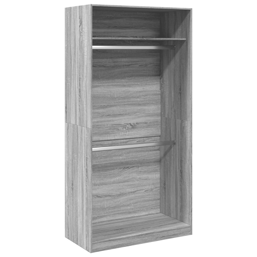 vidaXL Wardrobe, Closet for Bedroom, Clothes Storage Organiser with Hanger Bar, Clothes Cupboard, Armoire, Modern Style, Grey Sonoma Engineered Wood